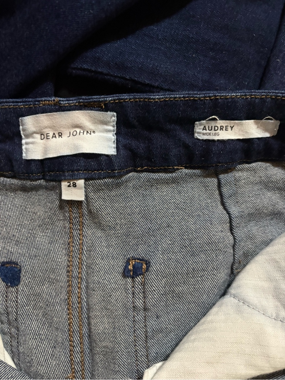 Dear John Audrey Dark Blue Wide-Leg Jeans. Size 28 - Picture 4 of 4